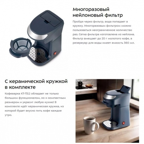 Кофеварка капельная Kitfort КТ-7312 - фото 8