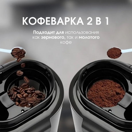 Капельная кофеварка со встроенной кофемолкой BQ CM7000 Стальной-Черный - фото 6