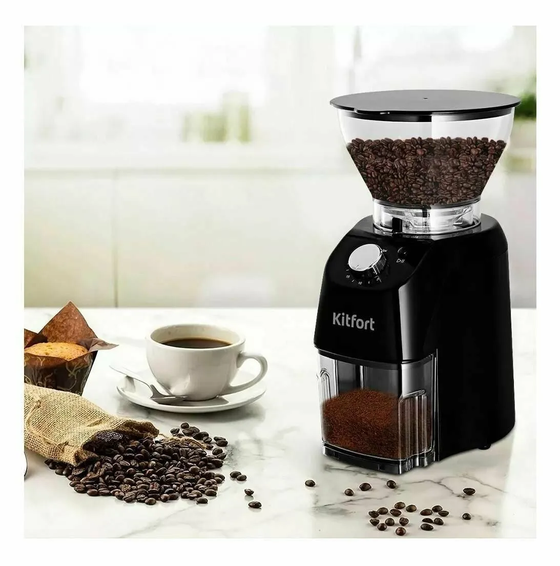 Кофемолка Kitfort КТ-791 160Вт черный - фото 9