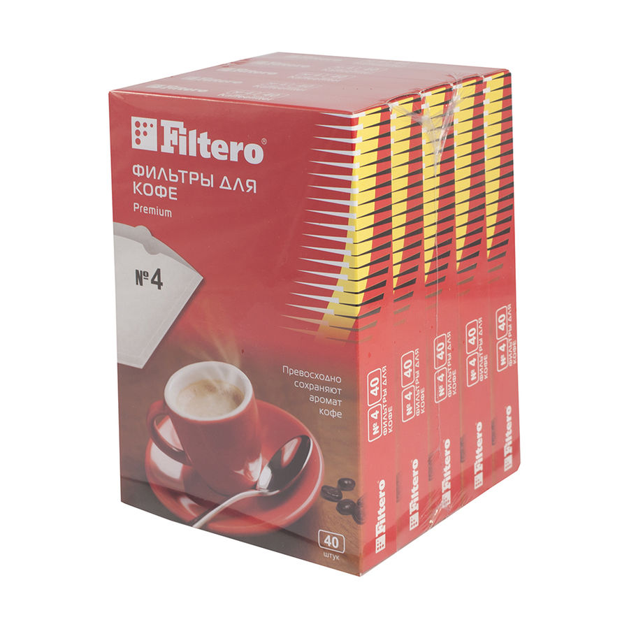 Фильтры для кофе для кофеварок капельного типа Filtero Premium №4 (упак.:200шт) фильтры для кофе для кофеварок капельного типа filtero premium 4 упак 200шт