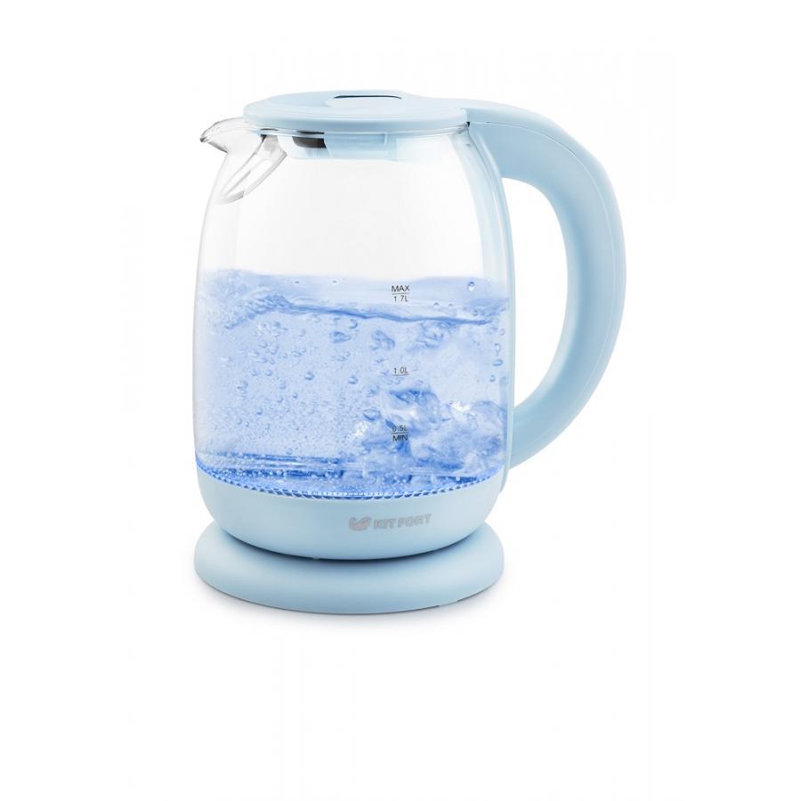 Чайник электрический Kitfort KT-640-1 голубой цена и фото