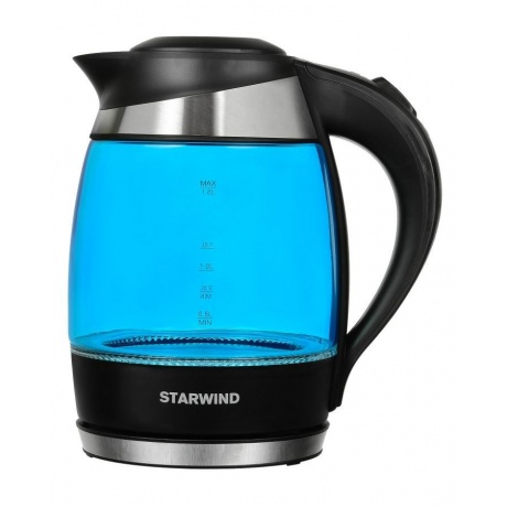 Чайник электрический Starwind SKG2216 1.8л. 2200Вт синий/черный (корпус: стекло) - фото 1