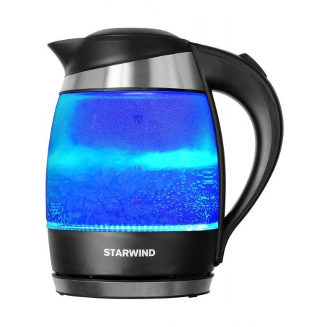 Чайник электрический Starwind SKG2216 1.8л. 2200Вт синий/черный (корпус: стекло) - фото 3