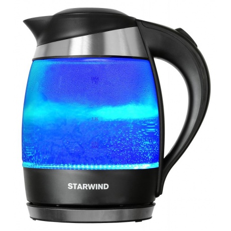 Чайник электрический Starwind SKG2216 1.8л. 2200Вт синий/черный (корпус: стекло) - фото 4