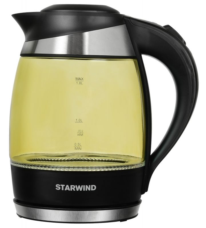 Чайник электрический Starwind SKG2215 1.8л. 2200Вт желтый/черный (корпус: стекло) - фото 1