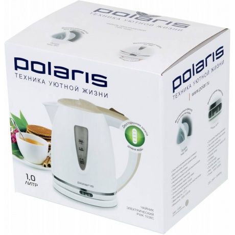 Чайник электрический Polaris PWK1038C 1л. 1200Вт белый/бежевый (корпус: пластик) - фото 4