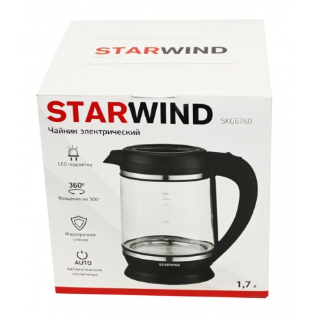 Чайник электрический Starwind SKG6760 черный - фото 4