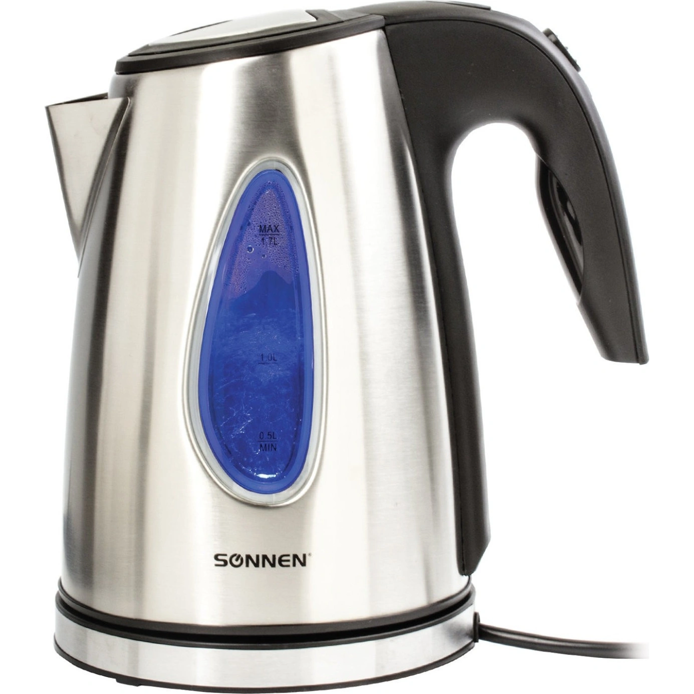 Чайник электрический Sonnen KT-1721, 1,7л, 2200Вт, нерж.сталь, черный ...