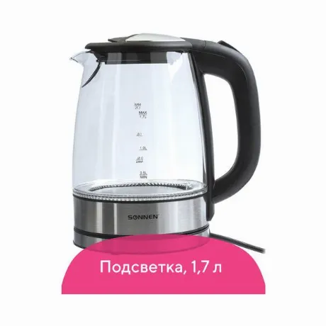 Чайник электрический Sonnen KT-1788, 1,7л, 2200Вт, закрытый нагр...