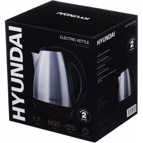 Чайник электрический Hyundai HYK-S1030 серебристый матовый/черный - фото 6