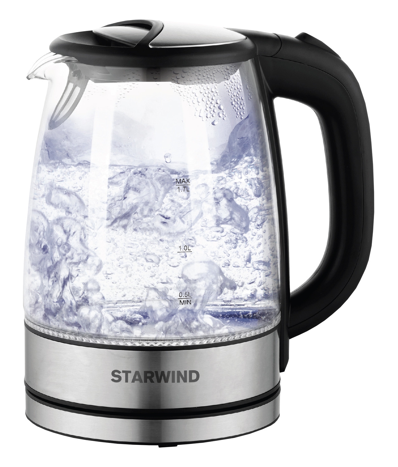 Чайник электрический Starwind SKG5210 черный/серебристый чайник электрический starwind skg5210 черный серебристый стекло