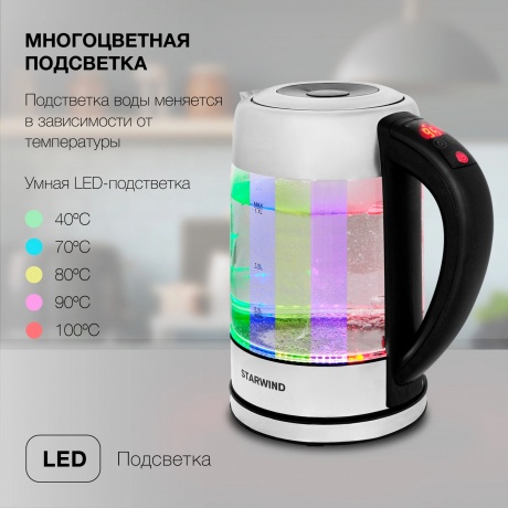 Чайник электрический Starwind SKG5213 черный/серебристый - фото 8