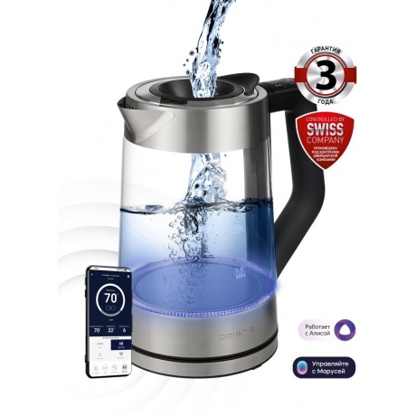 Чайник электрический Polaris PWK 1725CGLD, серебристый матовый - фото 2