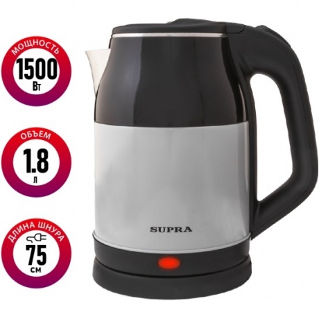 Чайник электрический Supra KES-1843S черный/белый - фото 3