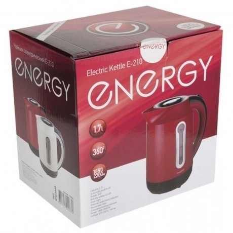 Чайник электрический Energy E-210 (1,7 л, диск) красный - фото 2