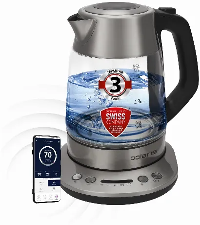 Чайник электрический Polaris PWK 1775CGLD WIFI серебристый
