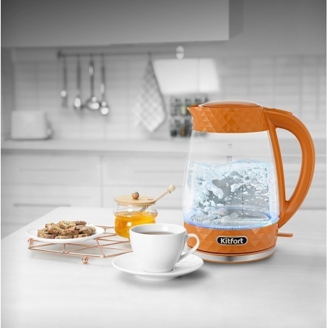 Чайник электрический Kitfort КТ-6123-4 оранжевый - фото 6