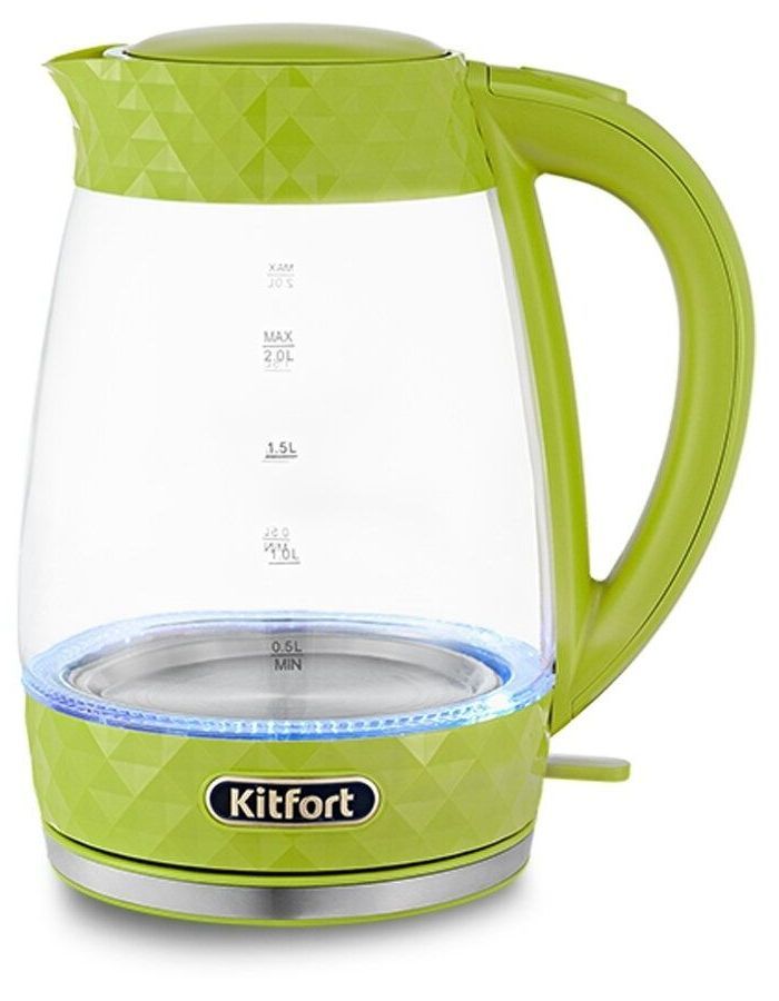 Чайник электрический Kitfort КТ-6123-2 салатовый чайник электрический kitfort кт 6123 2 2л 2200вт салатовый корпус стекло
