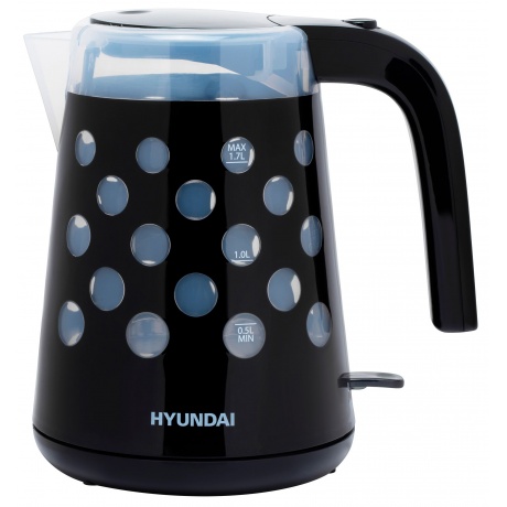 Чайник электрический Hyundai HYK-G2012 1.7л. 2200Вт черный/прозрачный (корпус: пластик) - фото 1