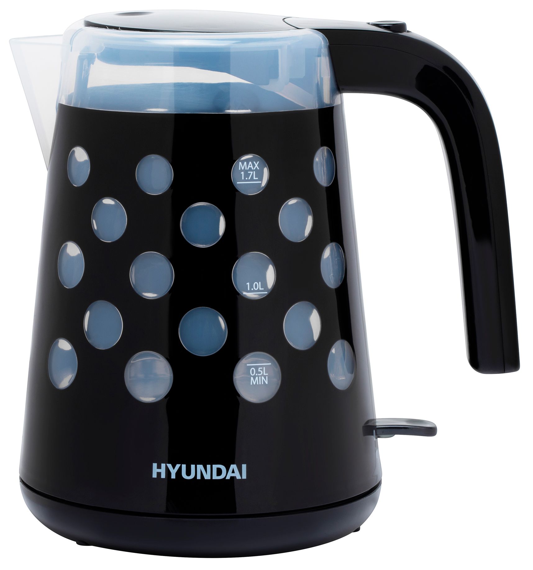 Чайник электрический Hyundai HYK-G2012 1.7л. 2200Вт черный/прозрачный (корпус: пластик) чайник hyundai hyk g2012 черный прозрачный