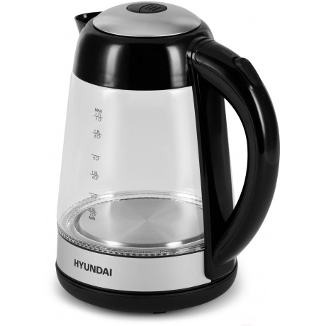 Чайник электрический Hyundai HYK-G3803 1.7л. 2200Вт черный/серебристый (корпус: стекло) - фото 4