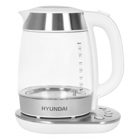 Чайник электрический Hyundai HYK-G4033 1.7л. 2200Вт белый/серебр...