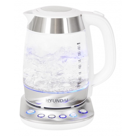 Чайник электрический Hyundai HYK-G4033 1.7л. 2200Вт белый/серебристый (корпус: стекло) - фото 2