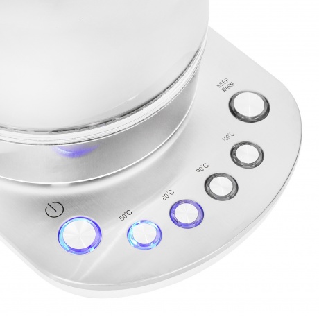 Чайник электрический Hyundai HYK-G4033 1.7л. 2200Вт белый/серебристый (корпус: стекло) - фото 4