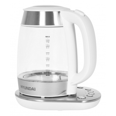 Чайник электрический Hyundai HYK-G4033 1.7л. 2200Вт белый/серебристый (корпус: стекло) - фото 5