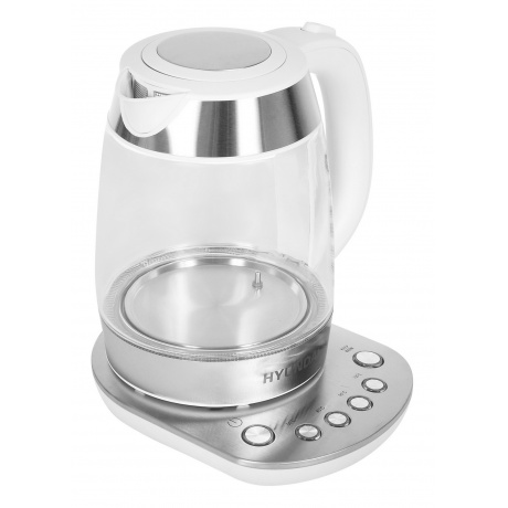 Чайник электрический Hyundai HYK-G4033 1.7л. 2200Вт белый/серебристый (корпус: стекло) - фото 6