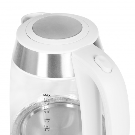 Чайник электрический Hyundai HYK-G4033 1.7л. 2200Вт белый/серебристый (корпус: стекло) - фото 7