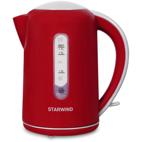 Чайник электрический Starwind SKG1021 1.7л. 2200Вт красный/серый (корпус: пластик) - фото 1