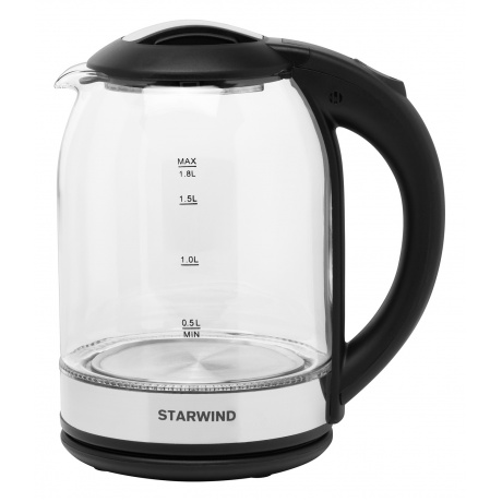 Чайник электрический Starwind SKG2051 1.8л. 1800Вт черный/серебристый (корпус: стекло) - фото 2
