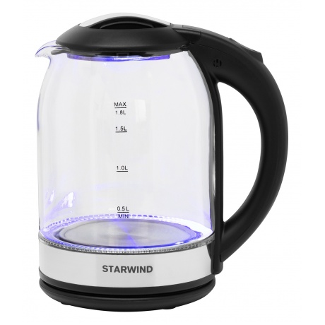 Чайник электрический Starwind SKG2051 1.8л. 1800Вт черный/серебристый (корпус: стекло) - фото 5