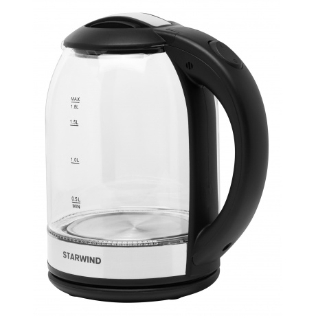 Чайник электрический Starwind SKG2051 1.8л. 1800Вт черный/серебристый (корпус: стекло) - фото 5