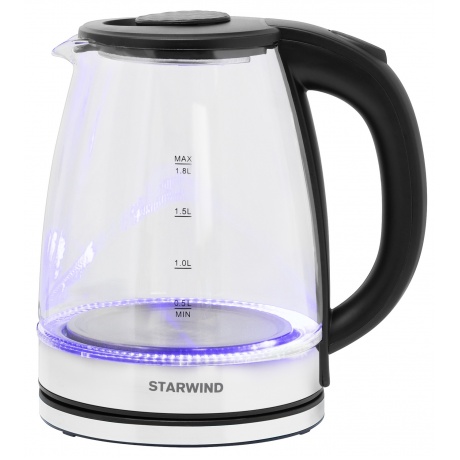 Чайник электрический Starwind SKG2050 1.8л. 1800Вт черный/серебристый (корпус: стекло) - фото 8