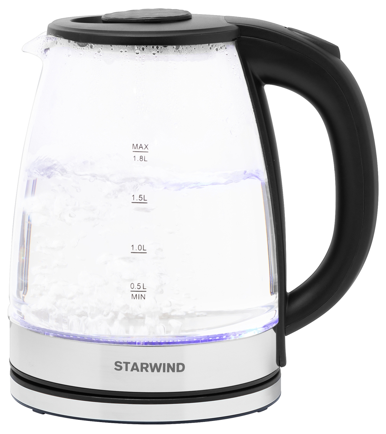 Чайник электрический Starwind SKG2050 1.8л. 1800Вт черный/серебристый (корпус: стекло) - фото 1