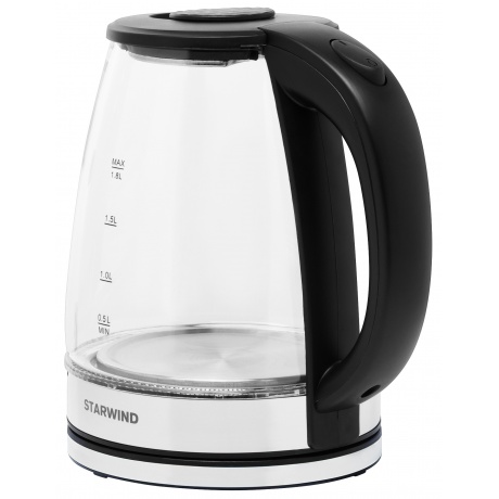 Чайник электрический Starwind SKG2050 1.8л. 1800Вт черный/серебристый (корпус: стекло) - фото 4