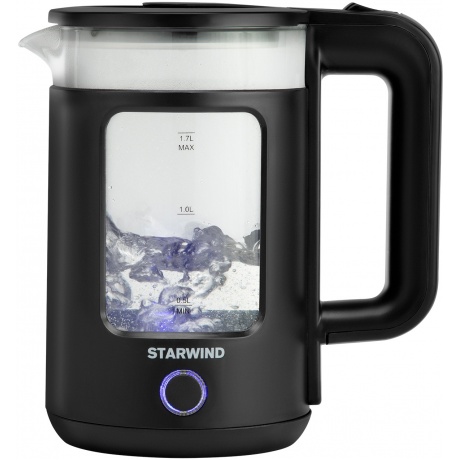 Чайник электрический Starwind SKG1053 1.7л. 1800Вт черный (корпус: стекло) - фото 1