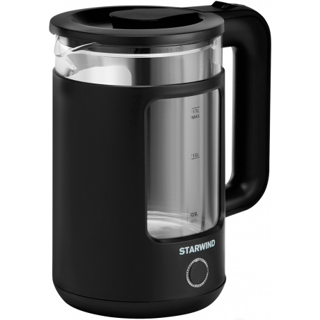 Чайник электрический Starwind SKG1053 1.7л. 1800Вт черный (корпус: стекло) - фото 2