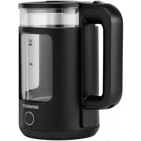 Чайник электрический Starwind SKG1053 1.7л. 1800Вт черный (корпус: стекло) - фото 5