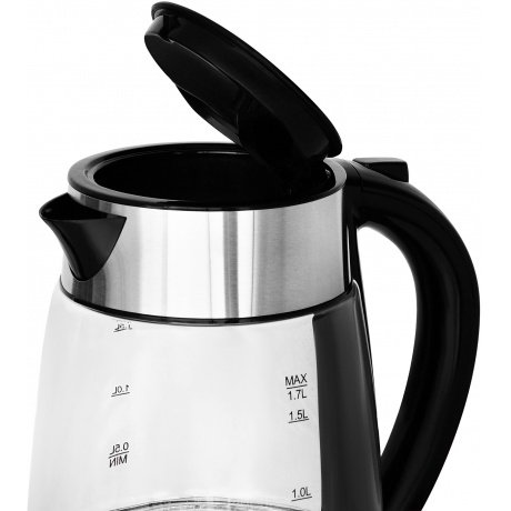 Чайник электрический Starwind SKG3026 1.7л. 2200Вт черный/серебристый (корпус: стекло) - фото 2