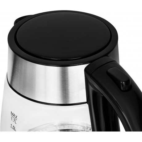 Чайник электрический Starwind SKG3026 1.7л. 2200Вт черный/серебристый (корпус: стекло) - фото 3