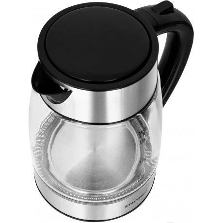Чайник электрический Starwind SKG3026 1.7л. 2200Вт черный/серебристый (корпус: стекло) - фото 5