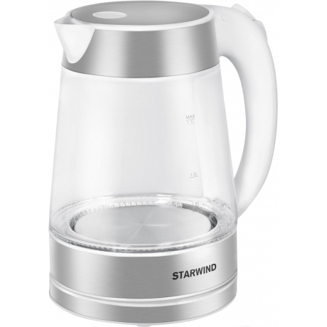 Чайник электрический Starwind SKG2011 1.7л. 2200Вт белый/серебристый (корпус: стекло) - фото 2