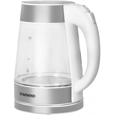 Чайник электрический Starwind SKG2011 1.7л. 2200Вт белый/серебристый (корпус: стекло) - фото 3