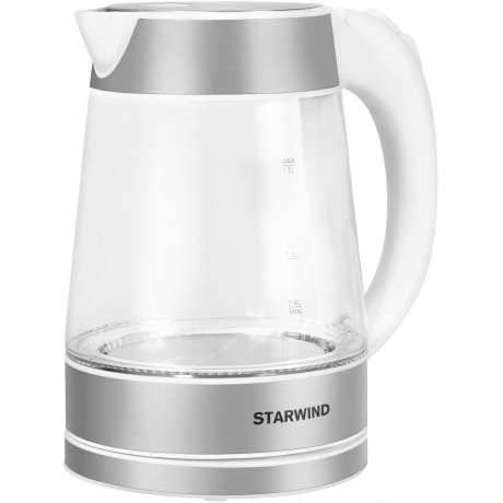 Чайник электрический Starwind SKG2011 1.7л. 2200Вт белый/серебристый (корпус: стекло) - фото 5