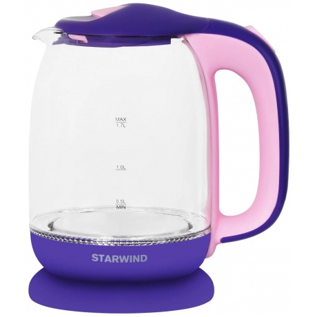 Чайник электрический Starwind SKG1513 1.7л. 2200Вт фиолетовый/розовый (корпус: стекло) - фото 1