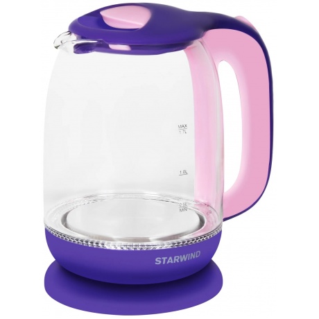 Чайник электрический Starwind SKG1513 1.7л. 2200Вт фиолетовый/розовый (корпус: стекло) - фото 2