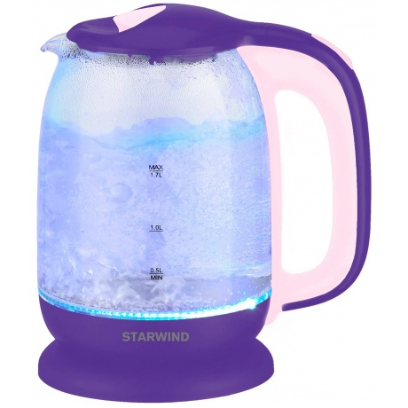 Чайник электрический Starwind SKG1513 1.7л. 2200Вт фиолетовый/розовый (корпус: стекло) - фото 9